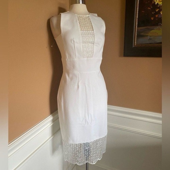 YOANA BARASCHI White Mesh Panel Sheath Dress M - Picture 4 of 10